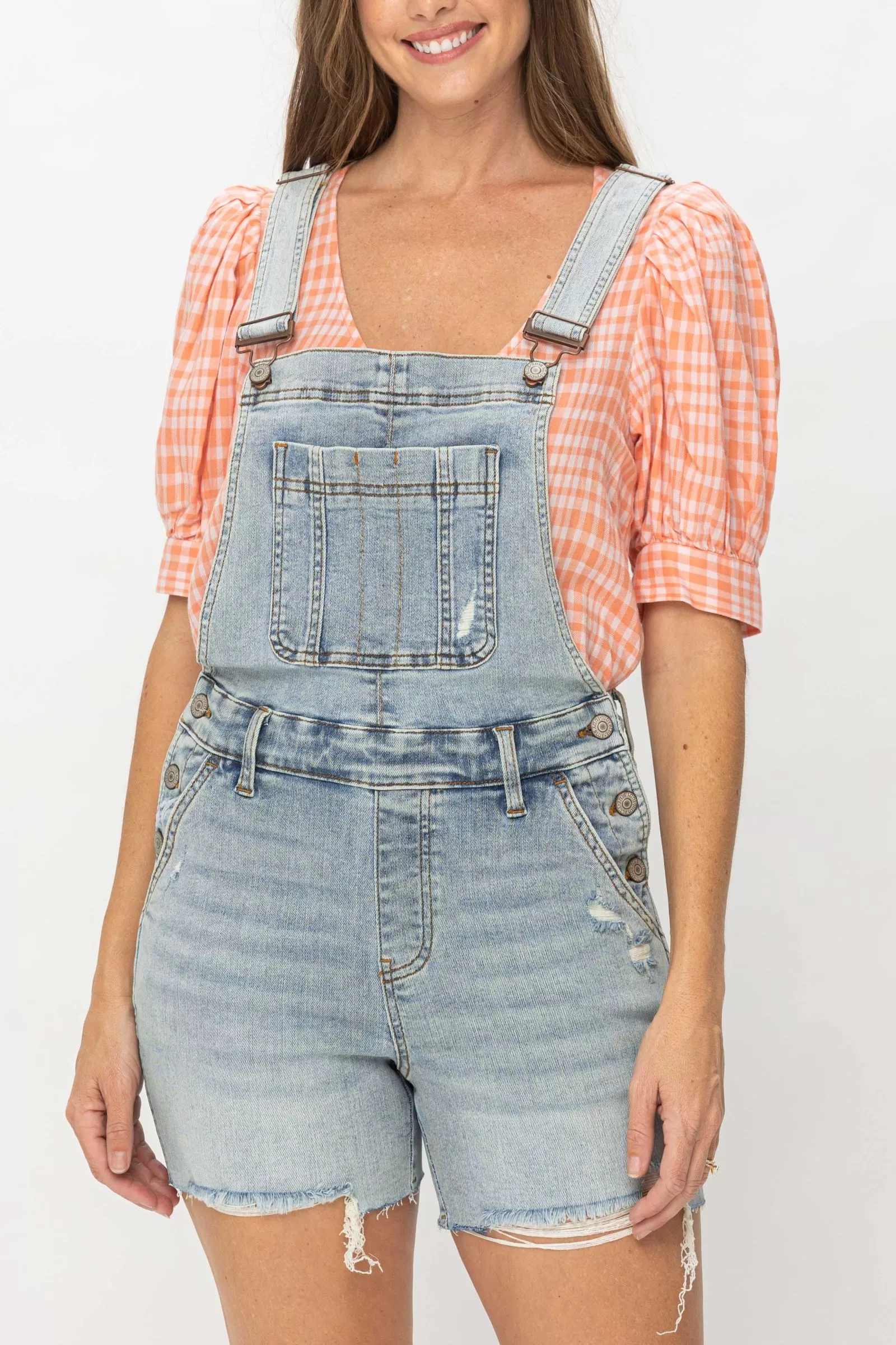 Judy Blue Light Wash Overall Shorts