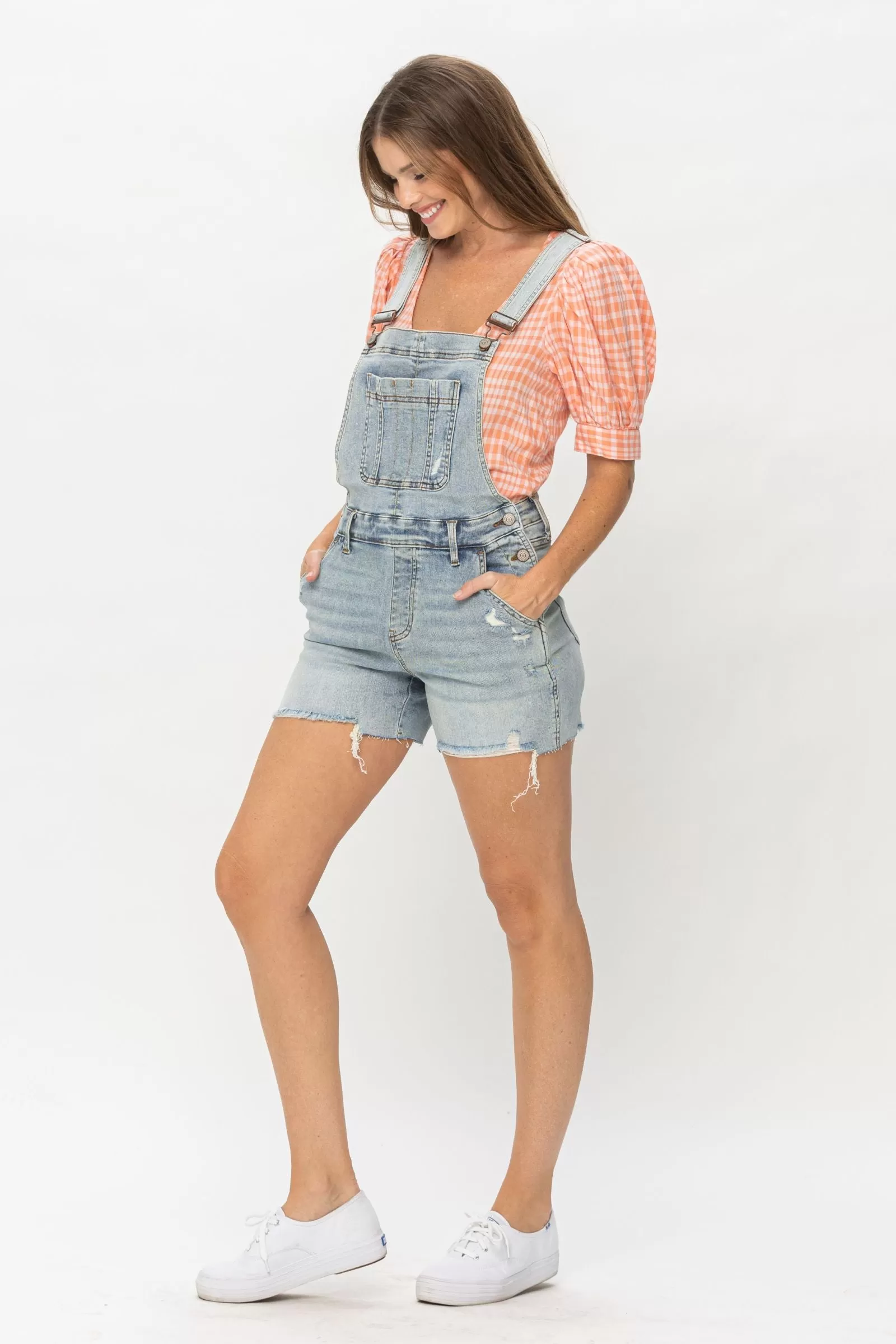 Judy Blue Light Wash Overall Shorts