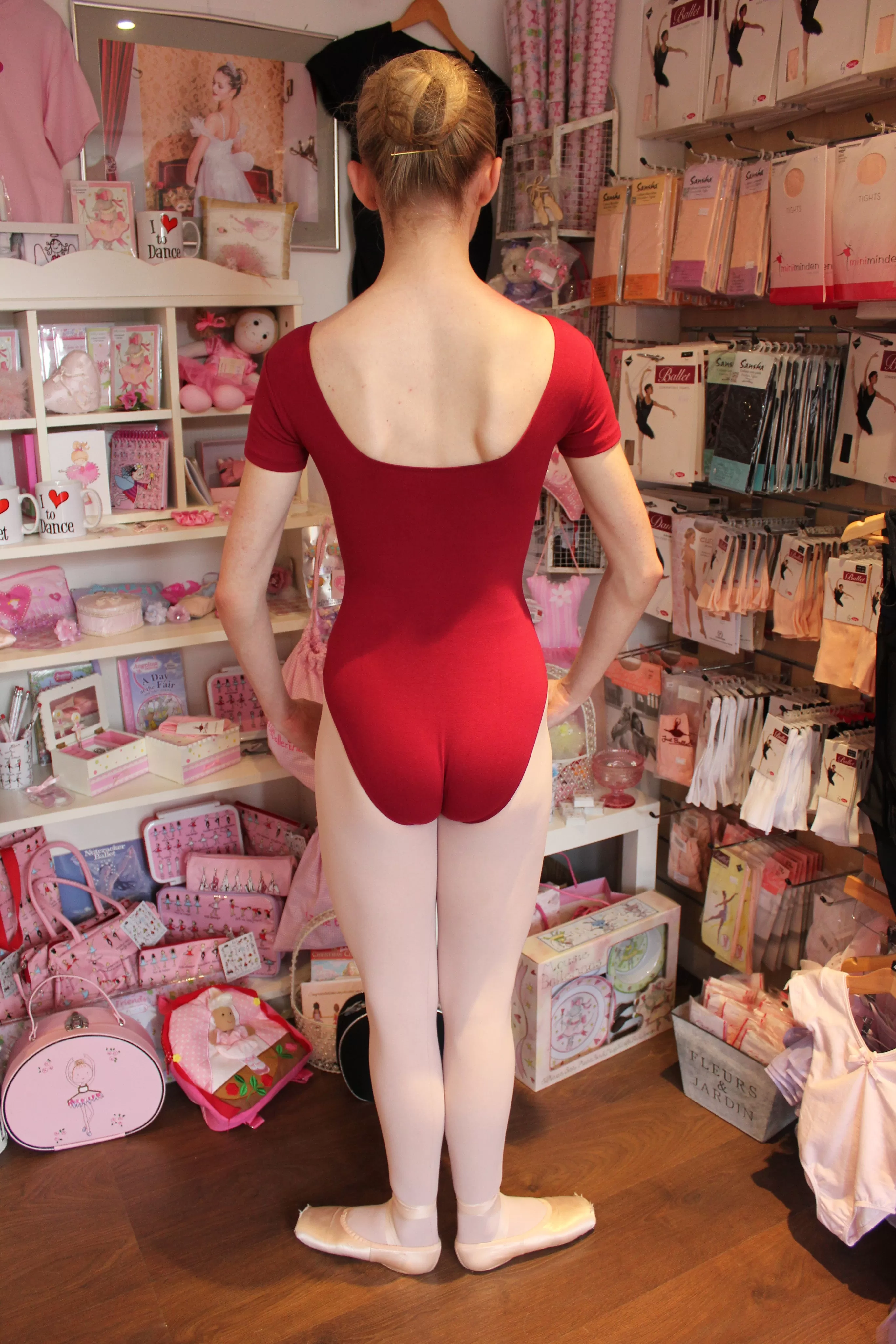 Just Ballet Classic short sleeve burgundy leotard