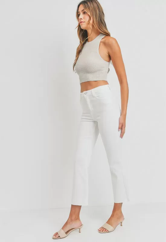 Just Black - High Rise Tonal Crop Flare Jean Optic White