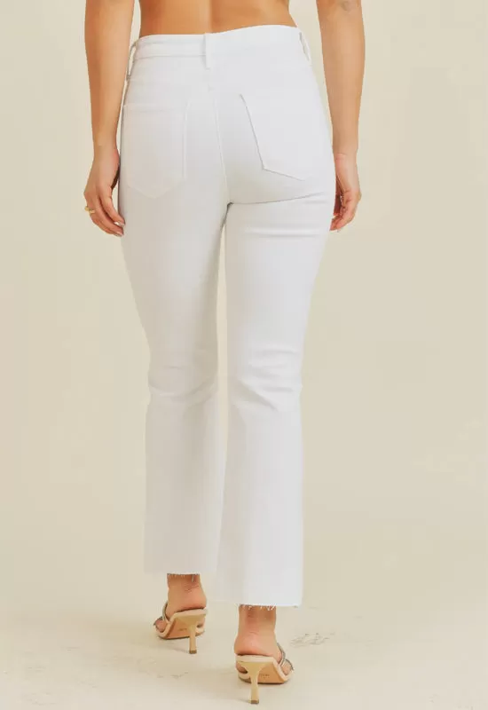 Just Black - High Rise Tonal Crop Flare Jean Optic White