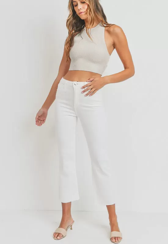 Just Black - High Rise Tonal Crop Flare Jean Optic White