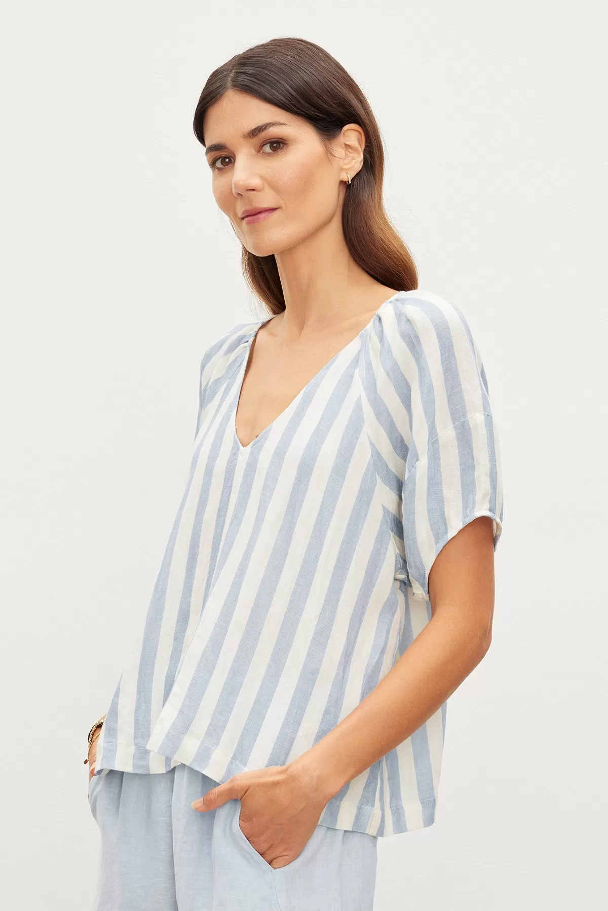 KATY STRIPED LINEN TOP