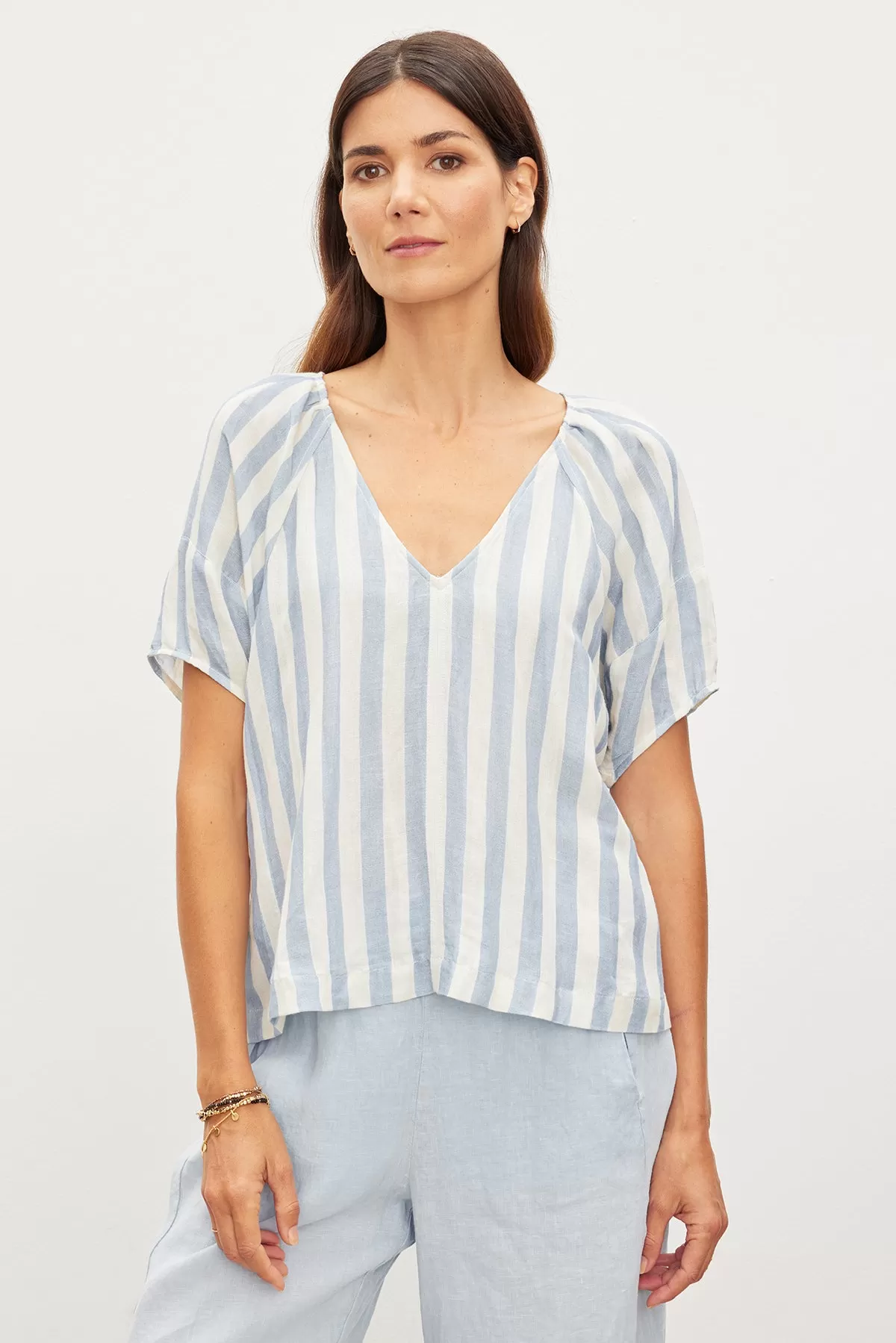 KATY STRIPED LINEN TOP