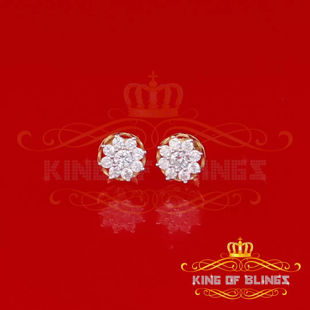 King of Bling's Yellow 925 Silver Cubic 0.14ct Zirconia Women's & Men's Hip Hop Flower Earrings