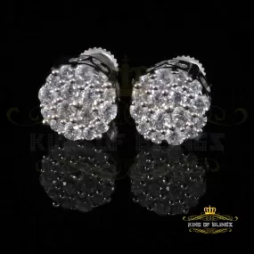 King of Blings- 925 White Silver Aretes Para Hombre 0.87ct Cubic Zirconia Round Women's Earring