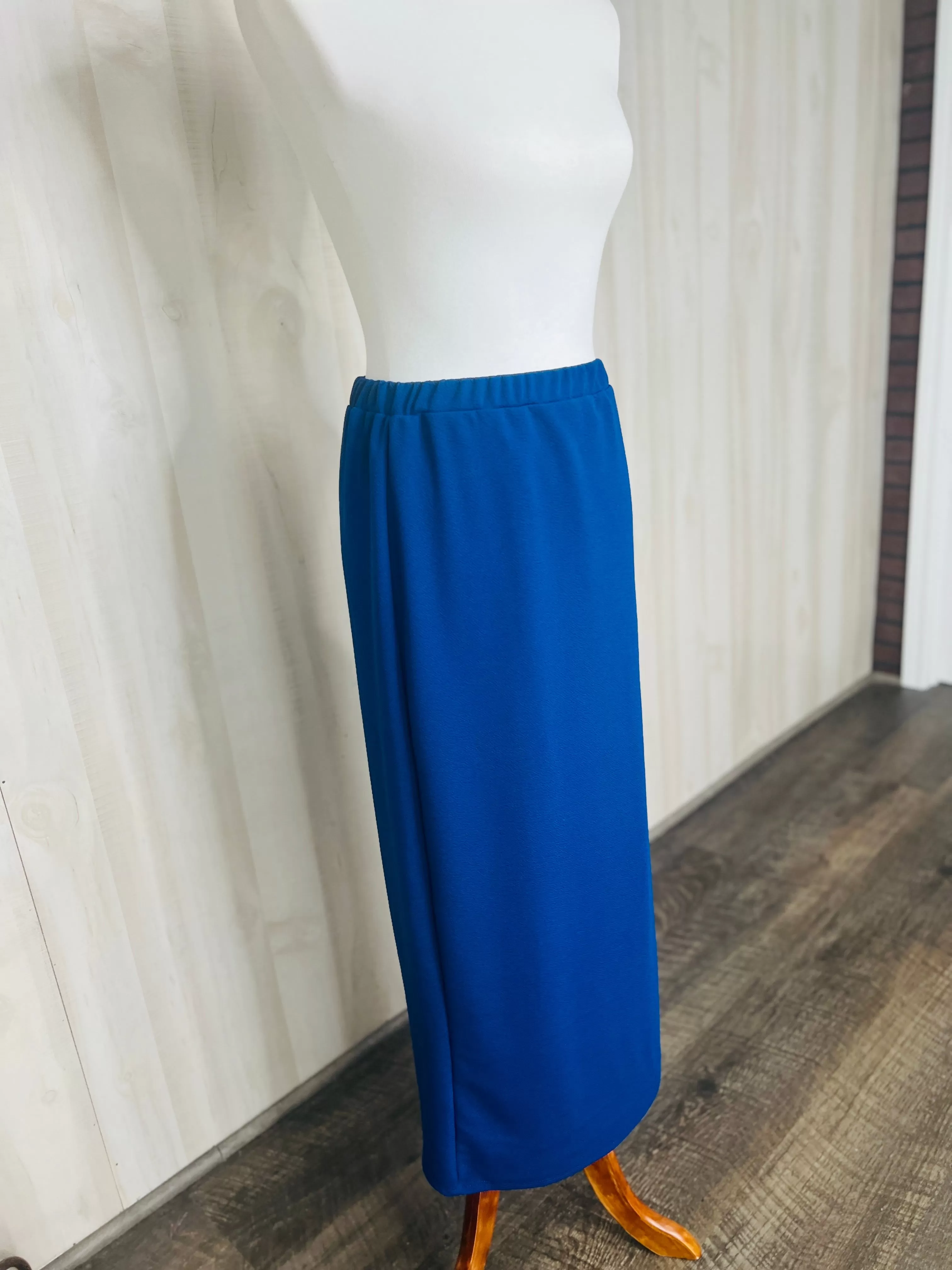 Laura Ann Royal Blue Pencil Skirt-Textured (Regular & Plus)