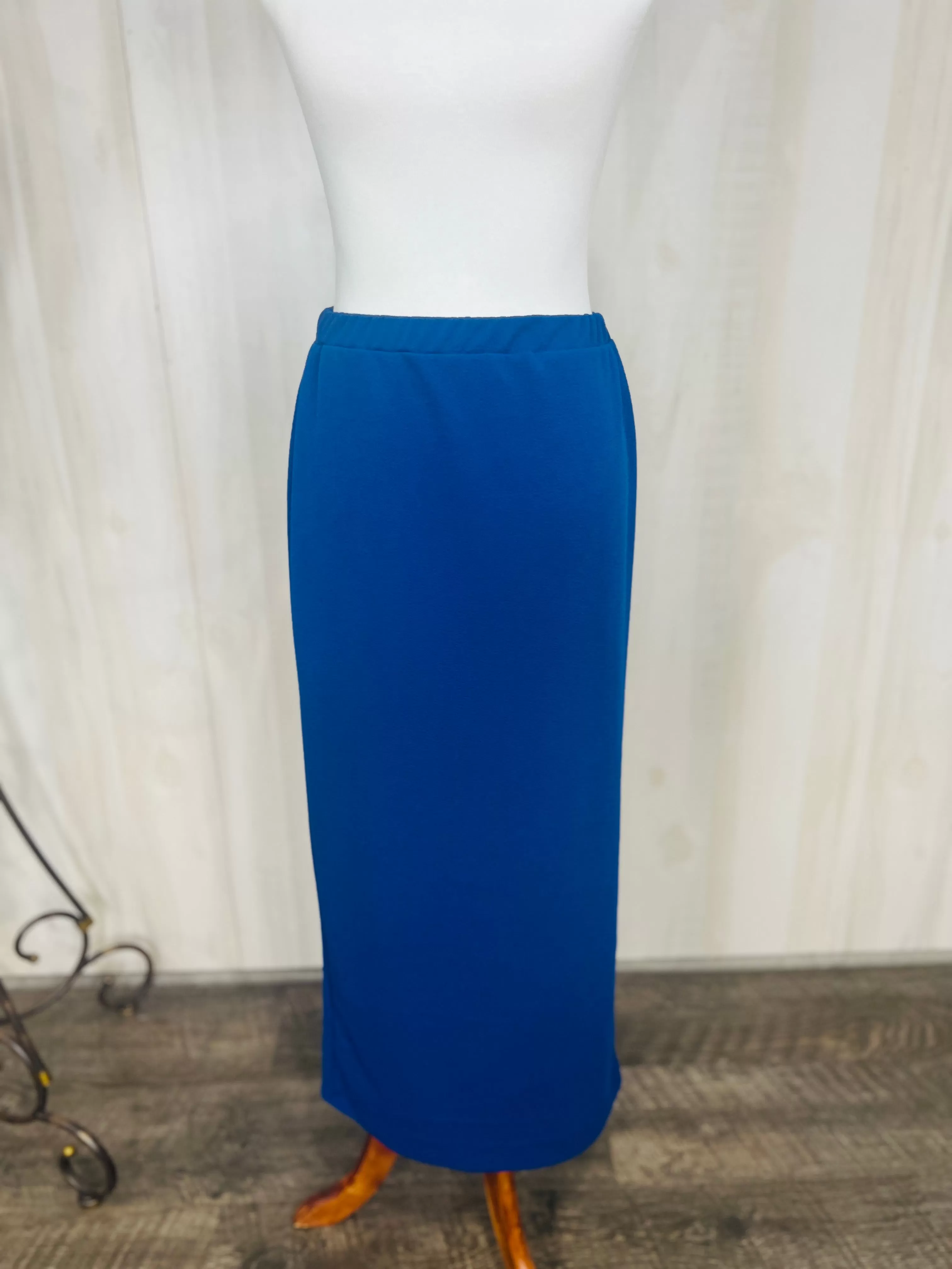 Laura Ann Royal Blue Pencil Skirt-Textured (Regular & Plus)