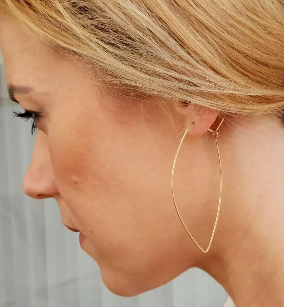 Leaf Hoop Earrings - Gold Petal Hoops