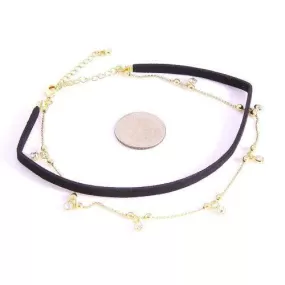 Leatherette Black and Gold Chain Choker