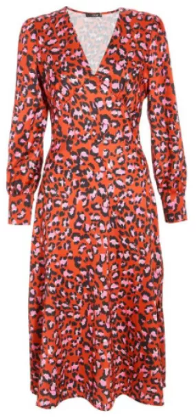 Leopard Satin Midi Dress