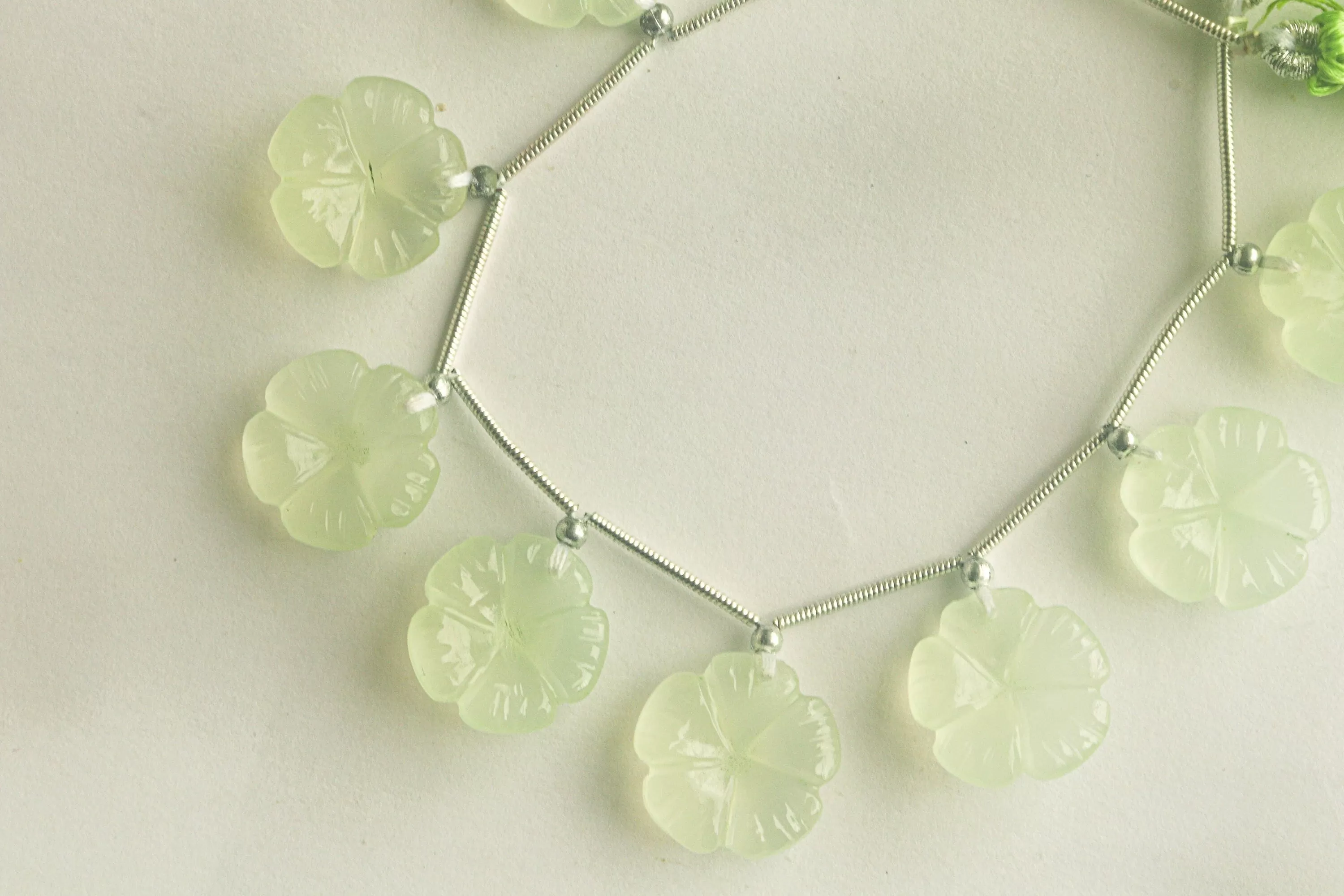 Light Green Onyx Flower Carving Beads