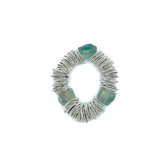 Lorraine Sayer, Silver Spring Ring Bracelet with Raw Fluorite