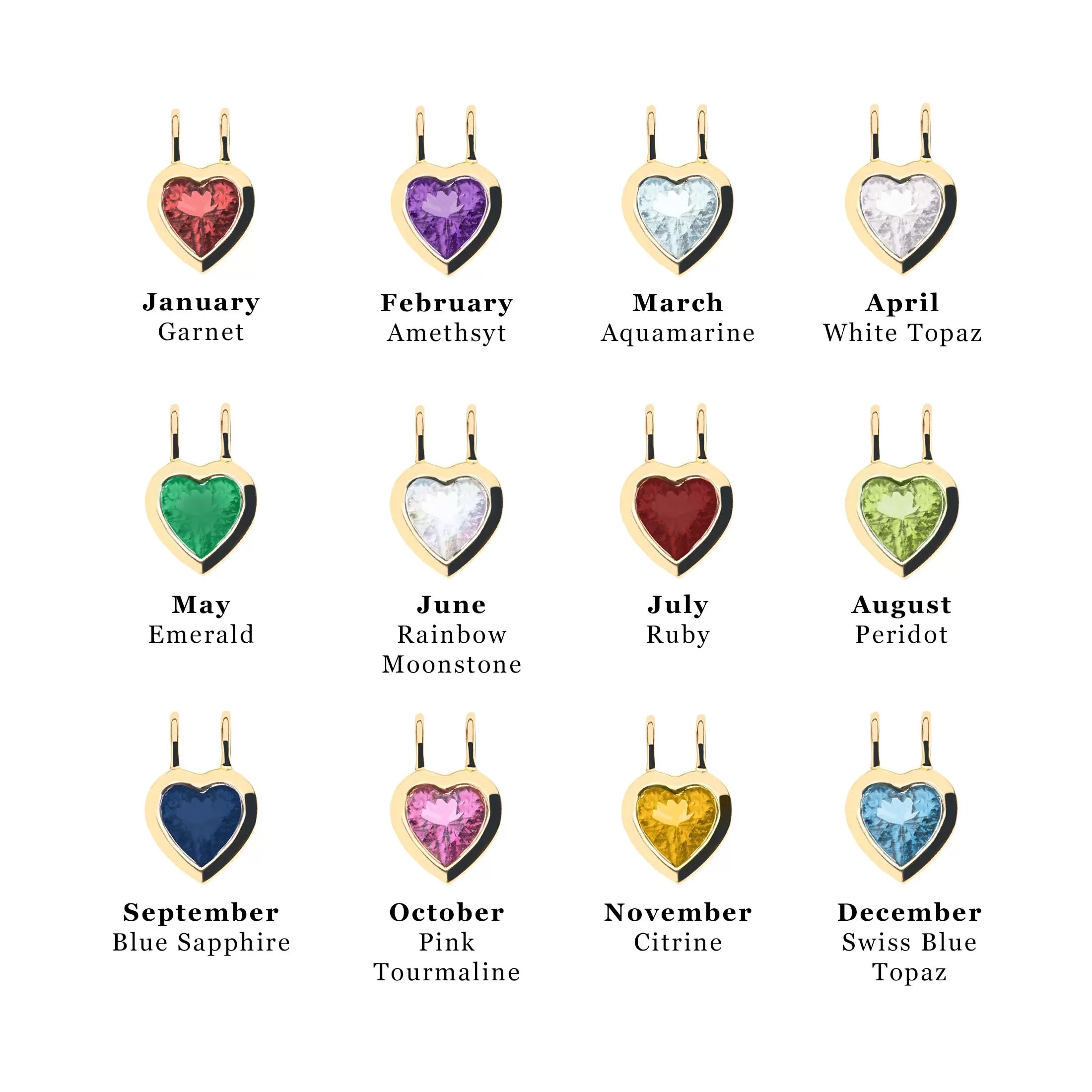 LOVE Rainbow Birthstone Pendant in Solid Gold