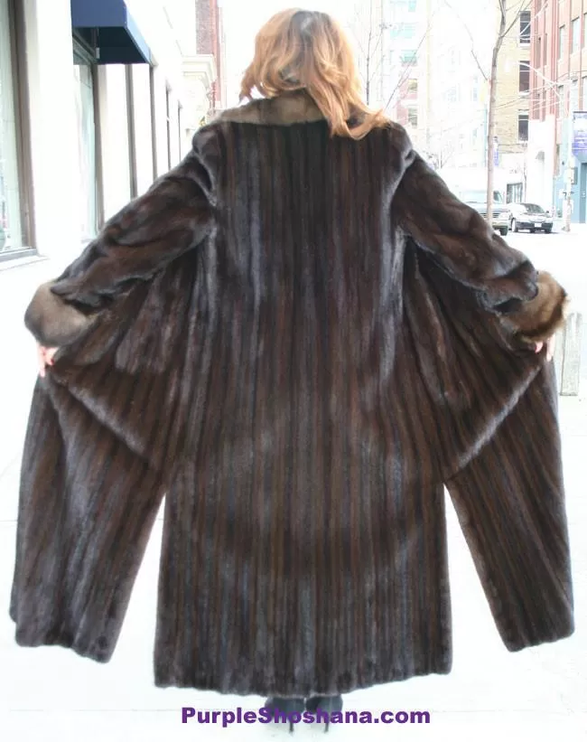 Luxurious NAFA Solid Mahogany Brown Canadian Mink Fur Coat   Sable M