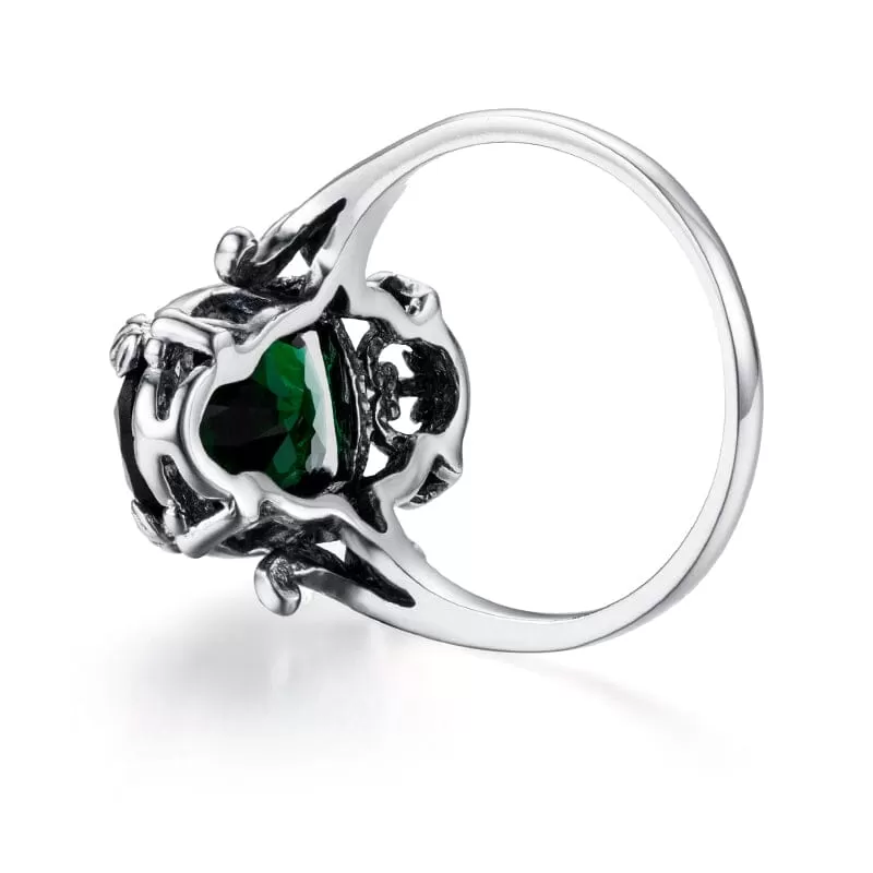 Luxury Vintage Fashion Emerald Ring - 925 Sterling Silver