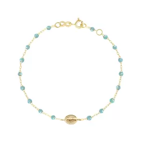 Madone Charm Classic Gigi Aqua bracelet, Yellow Gold, 6.7"