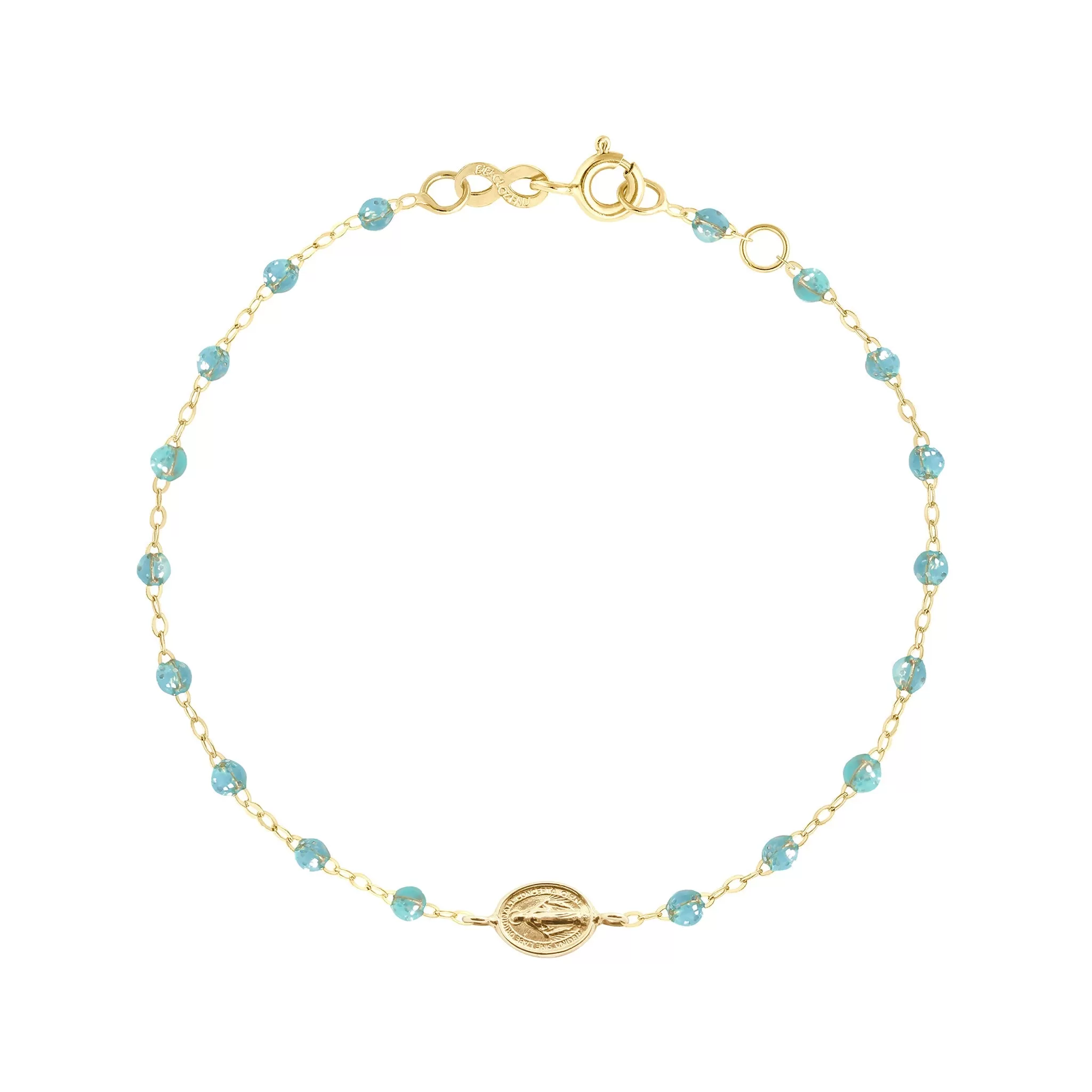 Madone Charm Classic Gigi Aqua bracelet, Yellow Gold, 6.7"