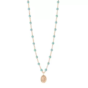 Madone Charm Classic Gigi Aqua necklace, Rose Gold, 16.5"