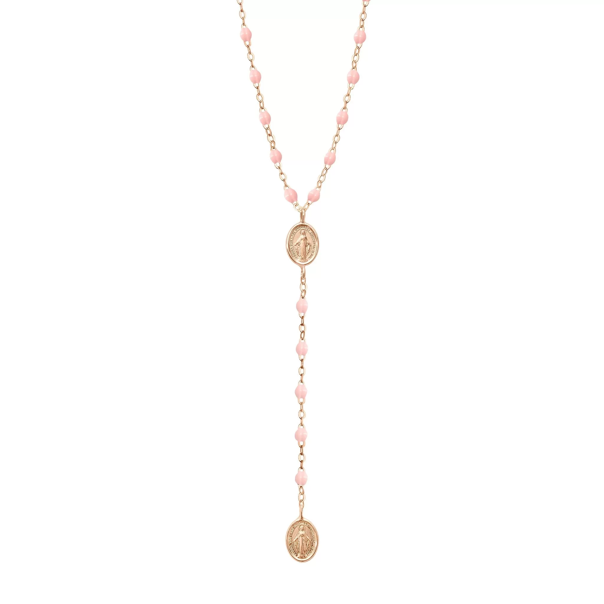 Madone Charm Classic Gigi Baby Pink rosary, Rose Gold, 16.5"