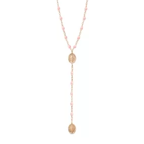 Madone Charm Classic Gigi Baby Pink rosary, Rose Gold, 16.5"