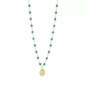 Madone Charm Classic Gigi Emerald necklace, Yellow Gold, 16.5"