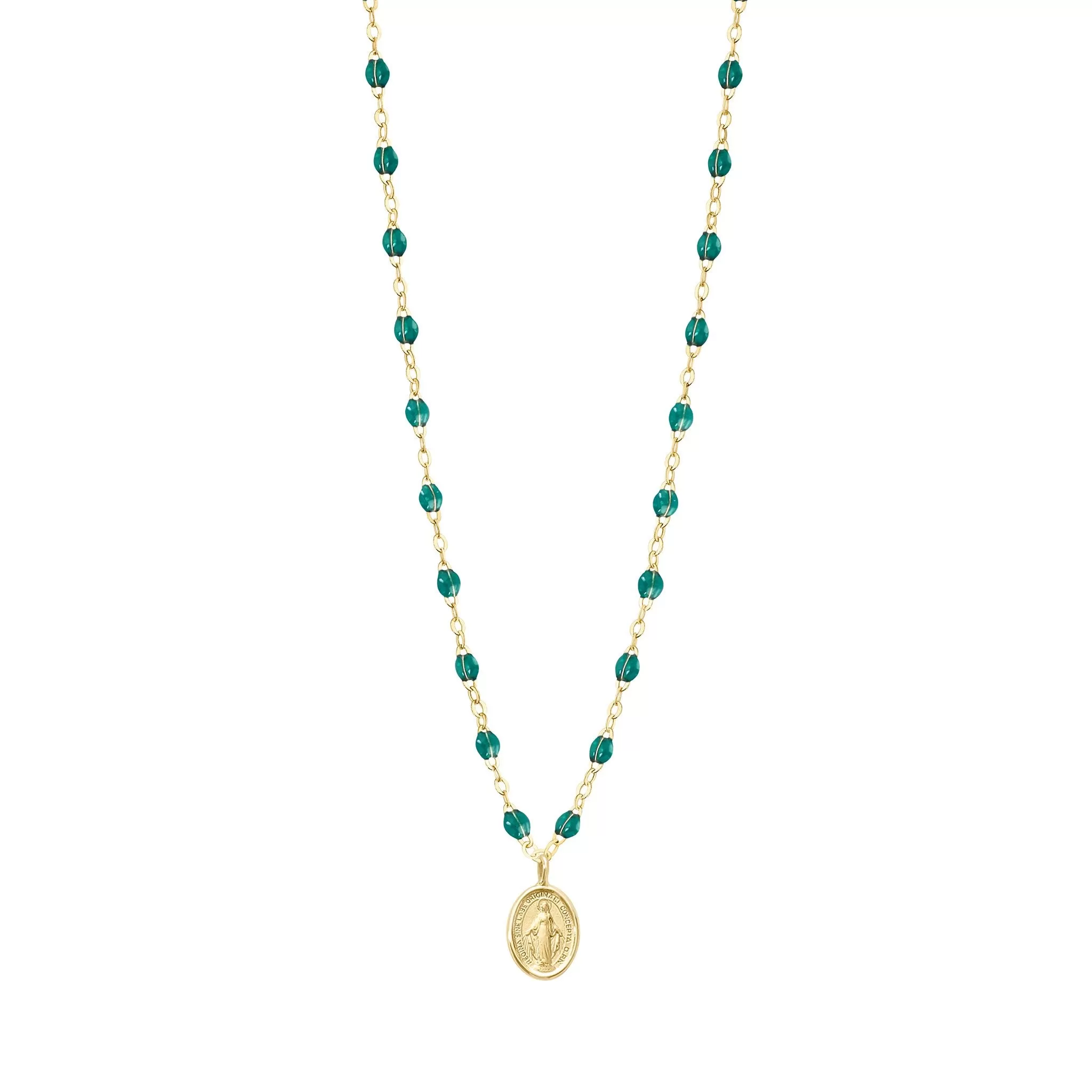 Madone Charm Classic Gigi Emerald necklace, Yellow Gold, 16.5"