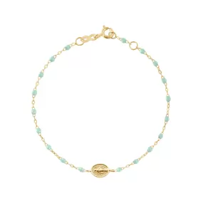 Madone Charm Classic Gigi Jade bracelet, Yellow Gold, 6.7"