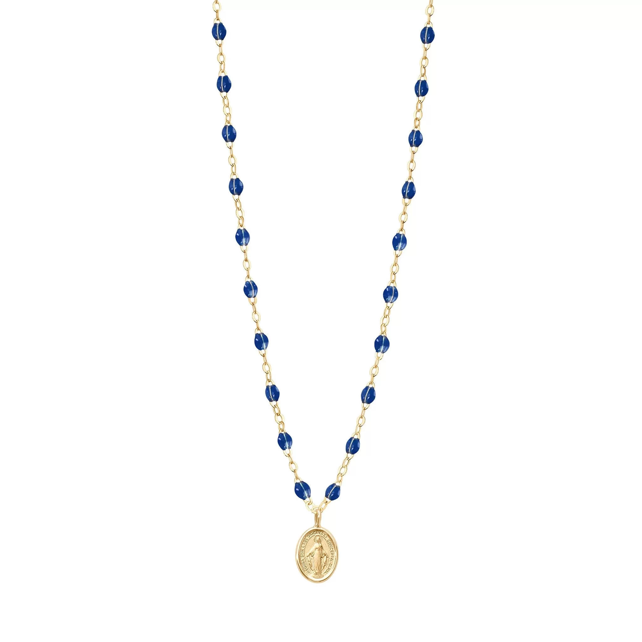 Madone Charm Classic Gigi Lapis necklace, Yellow Gold, 16.5"