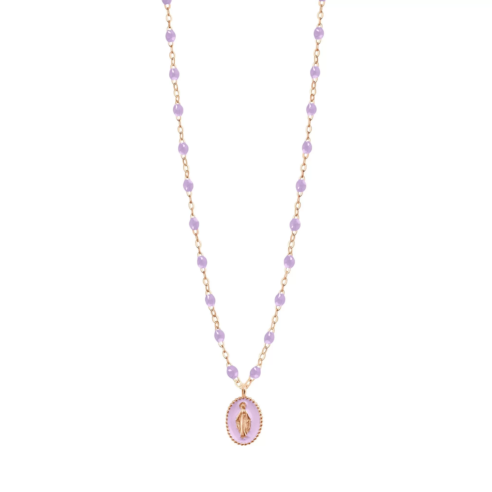 Madone resin charm Classic Gigi Lilac necklace, Rose Gold, 16.5"