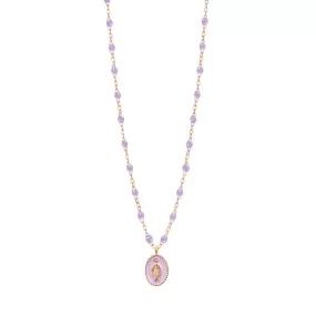 Madone resin charm Classic Gigi Lilac necklace, Rose Gold, 16.5"