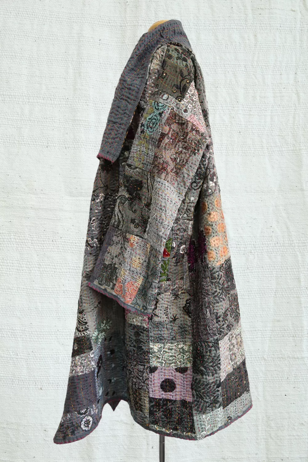 MAHARANI KANTHA COAT PATCHWORK GREY