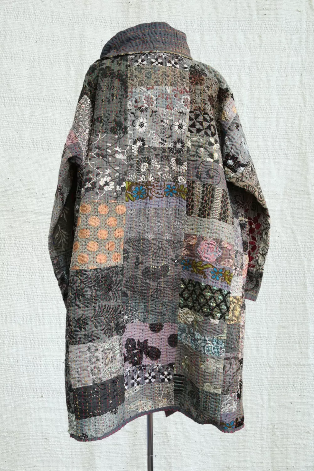 MAHARANI KANTHA COAT PATCHWORK GREY