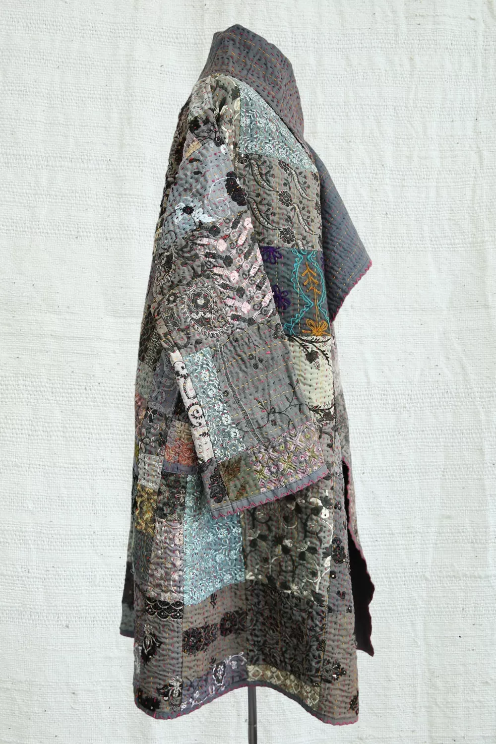 MAHARANI KANTHA COAT PATCHWORK GREY