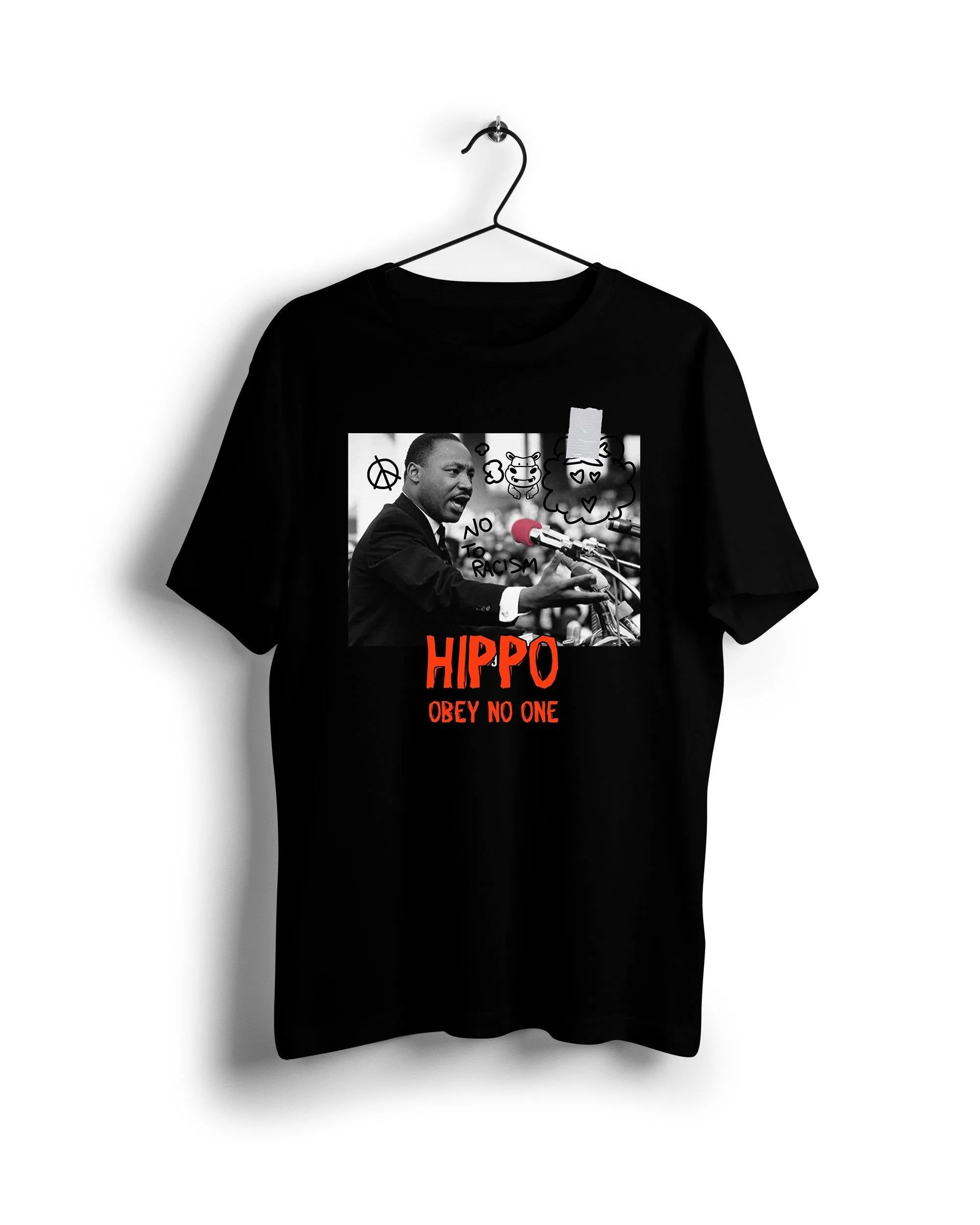 Martin Luther King  Hippo Throwback - Digital Graphics Basic T-shirt Black