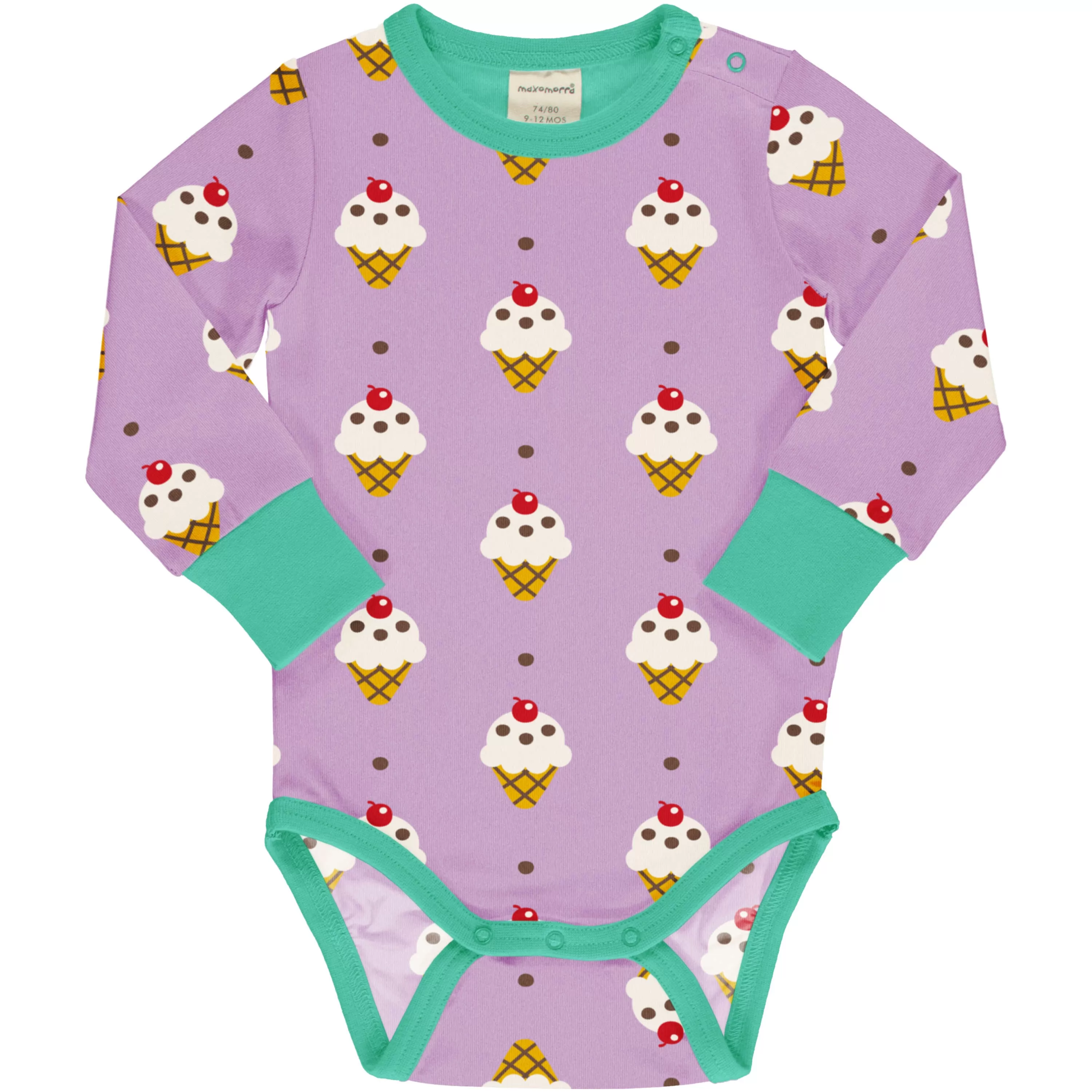 Maxomorra Ice Cream Organic Cotton Long Sleeved Bodysuit