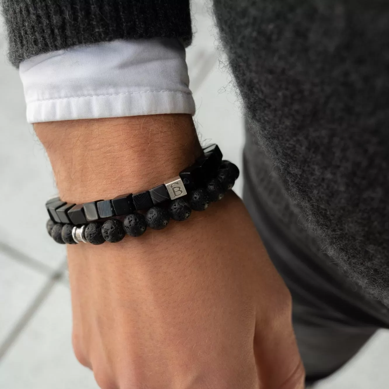 Memphis Cube Gemstone Bracelet Black