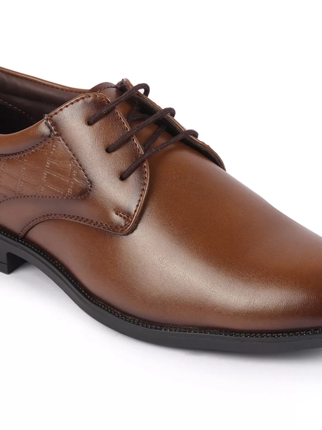 Men Tan Wedding Party Embossed Design Oxford Lace Up Shoes