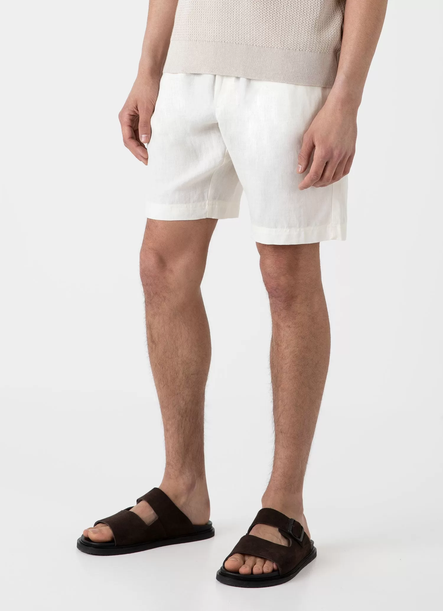 Men's Linen Drawstring Short in White