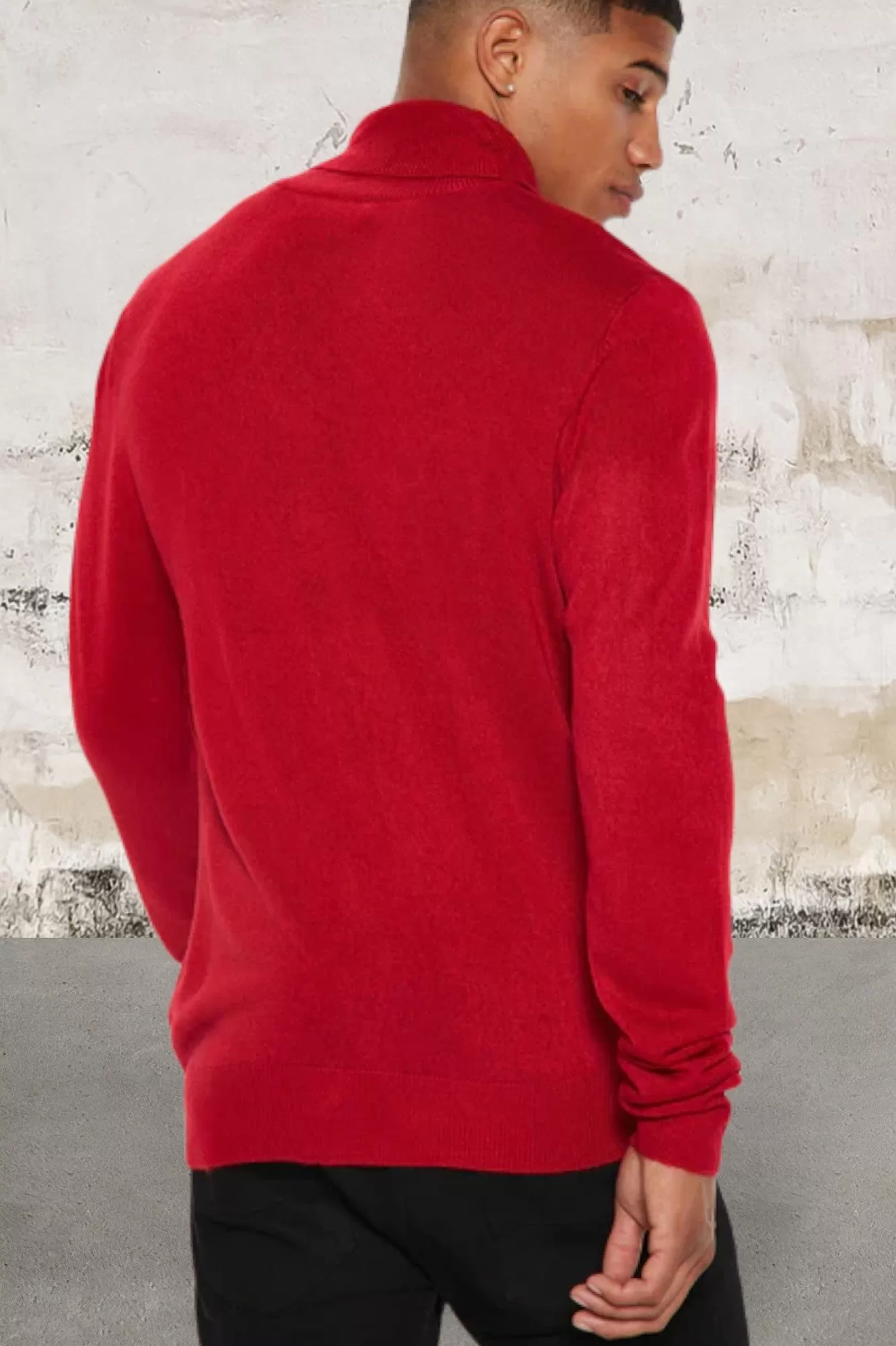 Men's Long Sleeve Red Turtleneck Sweater