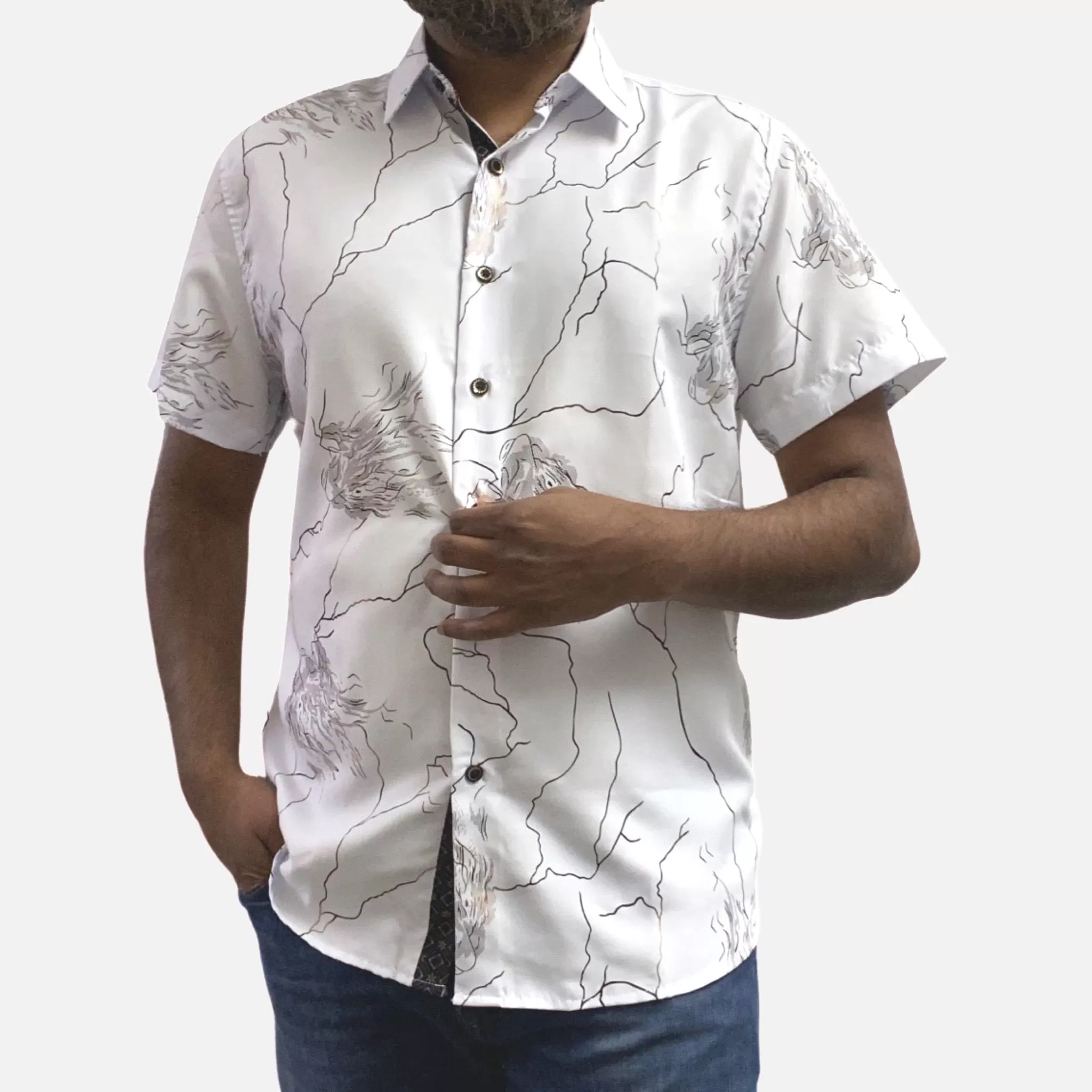 Mens White Short Sleeve Summer Shirt MSF-2107 | Slim Fit