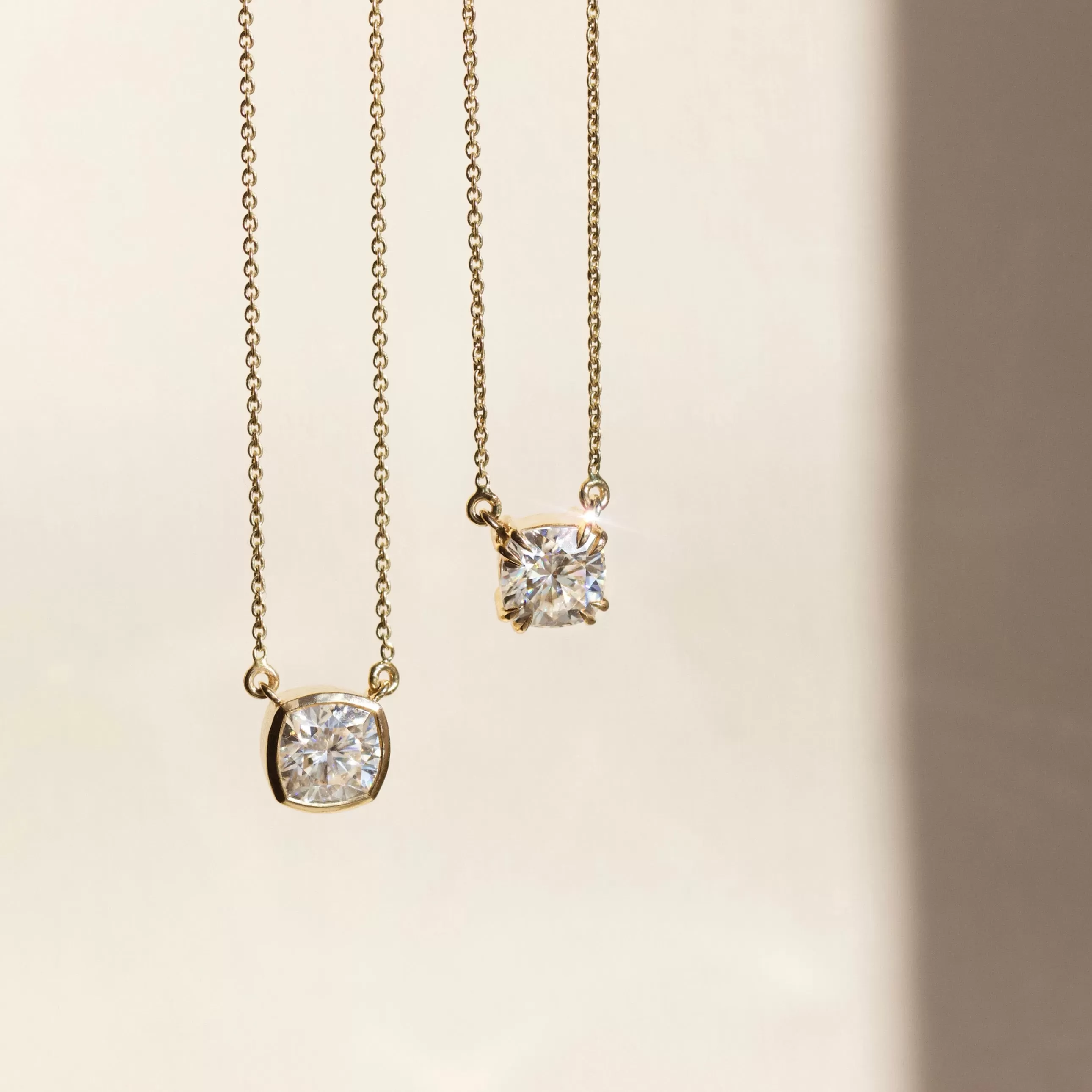 Moissanite Cushion Cut Prong Set Solitaire Necklace