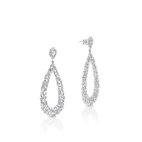 Mya 5 Carat Combine Mix Shape Diamond Hanging Earrings in 14k White Gold