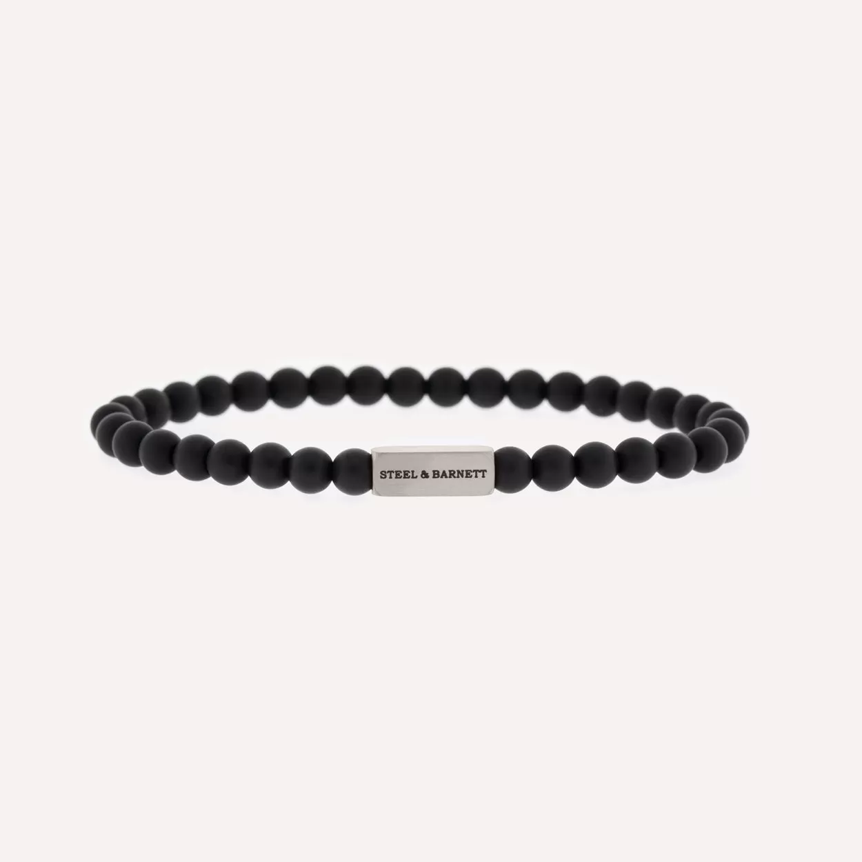 Natural Ned 6mm Round Gemstone Bracelet Matt Black