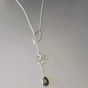 OM Lariat Necklace With Smoky Quartz