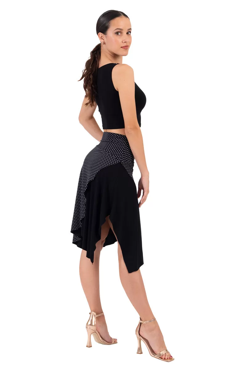 One Side Polka Dot Asymmetric Tango Skirt