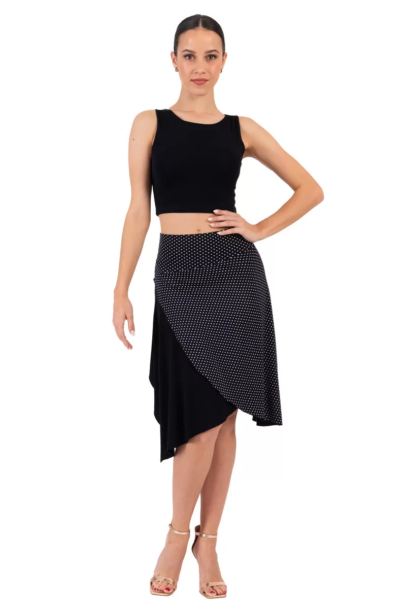 One Side Polka Dot Asymmetric Tango Skirt