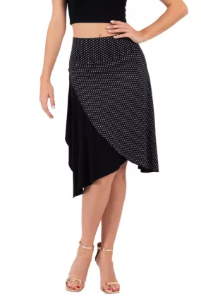 One Side Polka Dot Asymmetric Tango Skirt