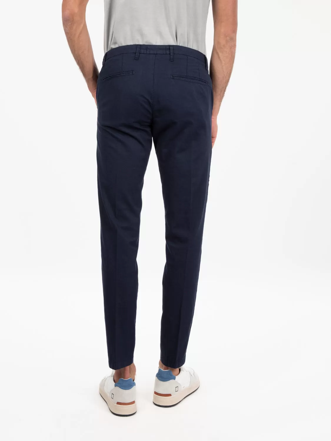 Pantaloni chino misto lino blue