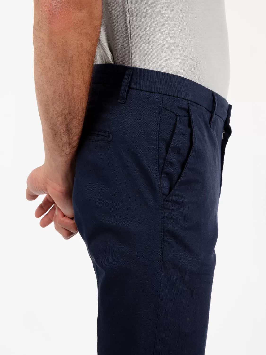 Pantaloni chino misto lino blue